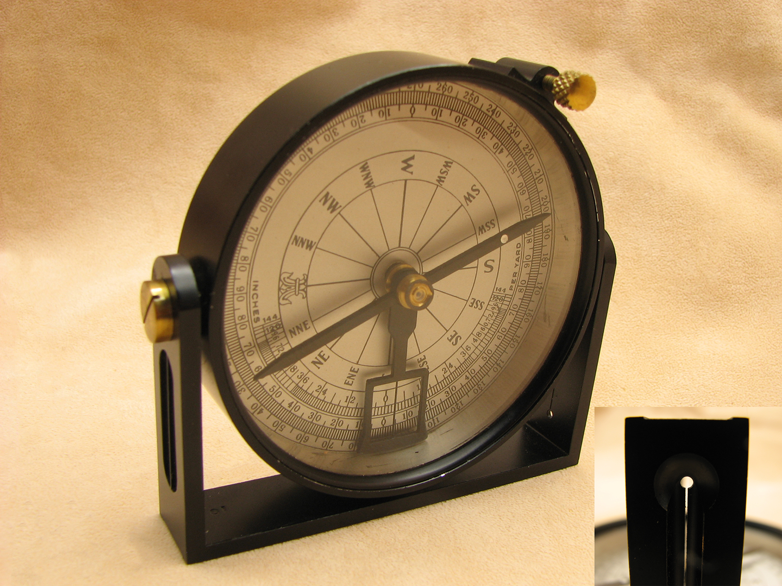 Mid 20th century Francis Barker bridge compass with clinometer